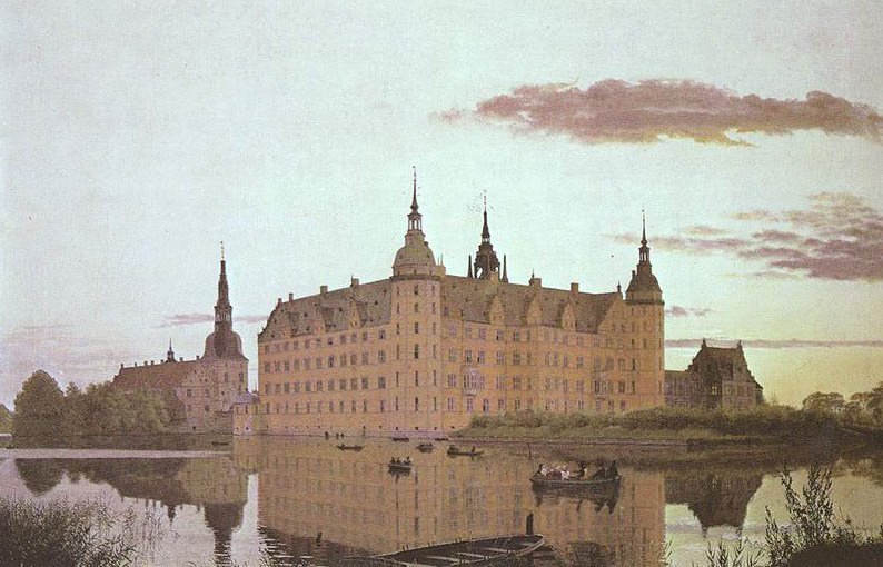 Schlob Frederiksborg im Abendlicht
